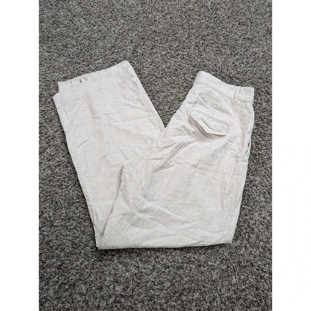 Banana Republic Linen Blend Wide Leg High Waist Paints Women's Size 12 Beige‎